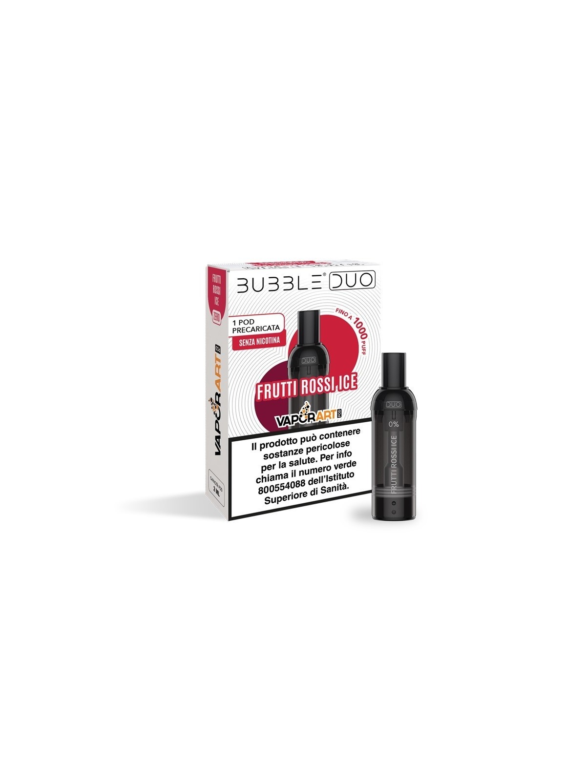 Vaporart - BUBBLE DUO POD PRECARICATA 0mg/ml - FRUTTI ROSSI ICE - 1 PEZZO